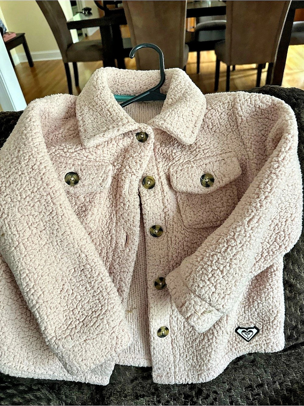 ROXY Pink Sherpa Jacket Girls XS (5/6) Like New